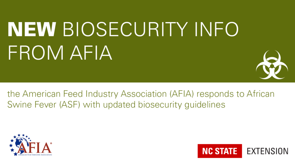 green and white announcement of a new AFIA biosecurity guidance document