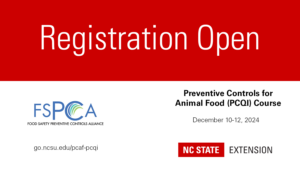 Cover photo for Registration Open: NC State Preventive Controls for Animal Food Course